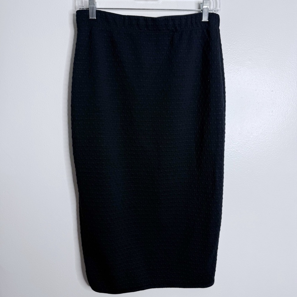 NWT Max Studio‎ Navy Midi Pencil Skirt Textured Pull On Stretch Small Workwear